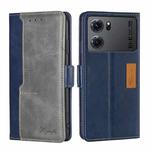 For OPPO K10 5G Contrast Color Side Buckle Leather Phone Case(Blue + Grey)