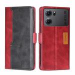 For OPPO K10 5G Contrast Color Side Buckle Leather Phone Case(Red + Black)