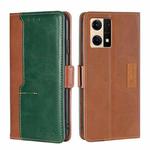 For OPPO Reno7 4G/F21 Pro 4G Contrast Color Side Buckle Leather Phone Case(Light Brown + Green)