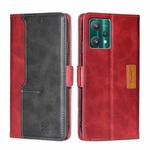 For OPPO Realme 9 Pro Contrast Color Side Buckle Leather Phone Case(Red + Black)