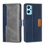 For OPPO Realme 9i/A36 4G/A96 4G/K10 4G/A76 4G Contrast Color Side Buckle Leather Phone Case(Blue + Grey)