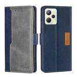 For OPPO Realme C35 Contrast Color Side Buckle Leather Phone Case(Blue + Grey)