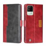 For OPPO Realme Narzo 50i Contrast Color Side Buckle Leather Phone Case(Red + Black)