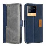 For vivo iQOO Neo6 5G Contrast Color Side Buckle Leather Phone Case(Blue + Grey)