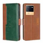 For vivo iQOO Neo6 5G Contrast Color Side Buckle Leather Phone Case(Light Brown + Green)