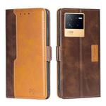For vivo iQOO Neo6 5G Contrast Color Side Buckle Leather Phone Case(Dark Brown + Gold)