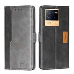 For vivo iQOO Neo6 5G Contrast Color Side Buckle Leather Phone Case(Black + Grey)