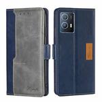 For vivo iQOO U5 5G Contrast Color Side Buckle Leather Phone Case(Blue + Grey)