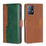 For vivo iQOO U5 5G Contrast Color Side Buckle Leather Phone Case(Light Brown + Green)