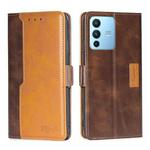 For vivo S12 Pro 5G/V23 Pro Contrast Color Side Buckle Leather Phone Case(Dark Brown + Gold)