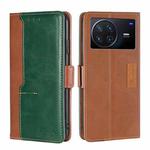 For vivo X Note 5G Contrast Color Side Buckle Leather Phone Case(Light Brown + Green)