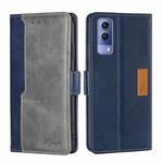 For vivo Y53S 5G/iQOO Z5X/T1X Contrast Color Side Buckle Leather Phone Case(Blue + Grey)