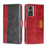 For vivo Y55S 5G Contrast Color Side Buckle Leather Phone Case(Red + Black)