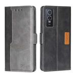 For vivo Y76S/Y74S Contrast Color Side Buckle Leather Phone Case(Black + Grey)