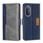 For Huawei Nova 9 SE 4G Contrast Color Side Buckle Leather Phone Case(Blue + Grey)