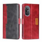 For Huawei Nova 9 SE 4G Contrast Color Side Buckle Leather Phone Case(Red + Black)