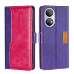 For Honor Play 30 Plus Contrast Color Side Buckle Leather Phone Case(Purple + Rose Red)