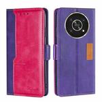 For Honor X30 Contrast Color Side Buckle Leather Phone Case(Purple + Rose Red)