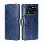 For Xiaomi Poco M4 Pro Geometric Stitching Horizontal Flip Leather Phone Case(Blue)