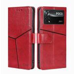 For Xiaomi Poco X4 Pro 5G Geometric Stitching Horizontal Flip Leather Phone Case(Red)