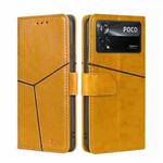 For Xiaomi Poco X4 Pro 5G Geometric Stitching Horizontal Flip Leather Phone Case(Yellow)