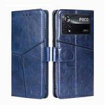 For Xiaomi Poco X4 Pro 5G Geometric Stitching Horizontal Flip Leather Phone Case(Blue)