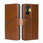For Xiaomi Redmi K50 Gaming / Poco F4 GT Geometric Stitching Horizontal Flip Leather Phone Case(Light Brown)