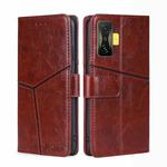 For Xiaomi Redmi K50 Gaming / Poco F4 GT Geometric Stitching Horizontal Flip Leather Phone Case(Dark Brown)