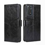 For Xiaomi Redmi Note 11 4G / Note 11S Geometric Stitching Horizontal Flip Leather Phone Case(Black)