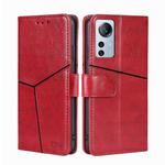 For Xiaomi 12 Lite Geometric Stitching Horizontal Flip Leather Phone Case(Red)