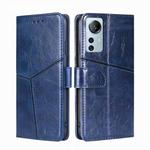 For Xiaomi 12 Lite Geometric Stitching Horizontal Flip Leather Phone Case(Blue)