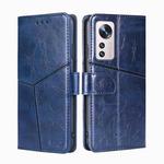 For Xiaomi 12 Pro Geometric Stitching Horizontal Flip Leather Phone Case(Blue)