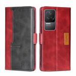 For Xiaomi Redmi K50/K50 Pro Contrast Color Side Buckle Leather Phone Case(Red + Black)