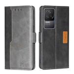 For Xiaomi Redmi K50/K50 Pro Contrast Color Side Buckle Leather Phone Case(Black + Grey)