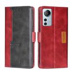 For Xiaomi 12 Lite Contrast Color Side Buckle Leather Phone Case(Red + Black)