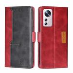 For Xiaomi 12 Pro Contrast Color Side Buckle Leather Phone Case(Red + Black)