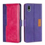For Sony Xperia ACE III Contrast Color Side Buckle Leather Phone Case(Purple + Rose Red)