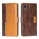 For Sony Xperia ACE III Contrast Color Side Buckle Leather Phone Case(Dark Brown + Gold)
