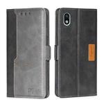 For Sony Xperia ACE III Contrast Color Side Buckle Leather Phone Case(Black + Grey)