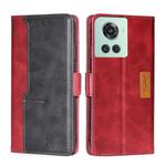 For OnePlus Ace/10R Contrast Color Side Buckle Leather Phone Case(Red + Black)