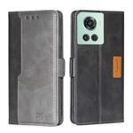 For OnePlus Ace/10R Contrast Color Side Buckle Leather Phone Case(Black + Grey)