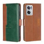 For OnePlus Nord CE 2 5G Contrast Color Side Buckle Leather Phone Case(Light Brown + Green)
