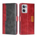 For OnePlus Nord CE 2 5G Contrast Color Side Buckle Leather Phone Case(Red + Black)
