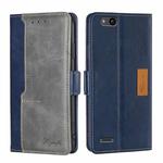 For ZTE Tempo X/Vantage/Z839/N9137 Contrast Color Side Buckle Leather Phone Case(Blue + Grey)