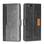 For ZTE Tempo X/Vantage/Z839/N9137 Contrast Color Side Buckle Leather Phone Case(Black + Grey)