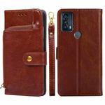 For TCL 20B Zipper Bag Leather Phone Case(Brown)