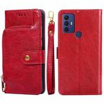 For TCL 30 SE/306/305/Sharp Aqous V6/Aqous V6 Plus Zipper Bag Leather Phone Case(Red)