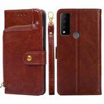 For TCL 30V 5G Zipper Bag Leather Phone Case(Brown)