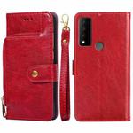 For TCL 30V 5G Zipper Bag Leather Phone Case(Red)