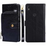 For alcatel  Axel/Lumos Zipper Bag Leather Phone Case(Black)
